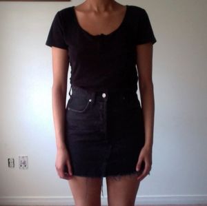 ❤SALE❤ Black Distressed Denim Mini Skirt